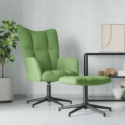 Poltrona Relax con Poggiapiedi Verde Chiaro in Velluto | homemem39