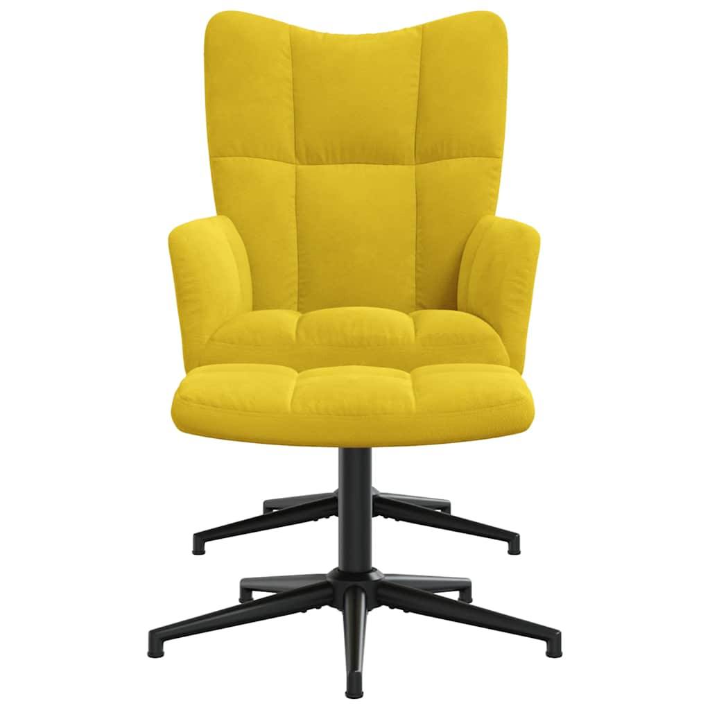 Poltrona Relax con Poggiapiedi Giallo Senape in Velluto - homemem39