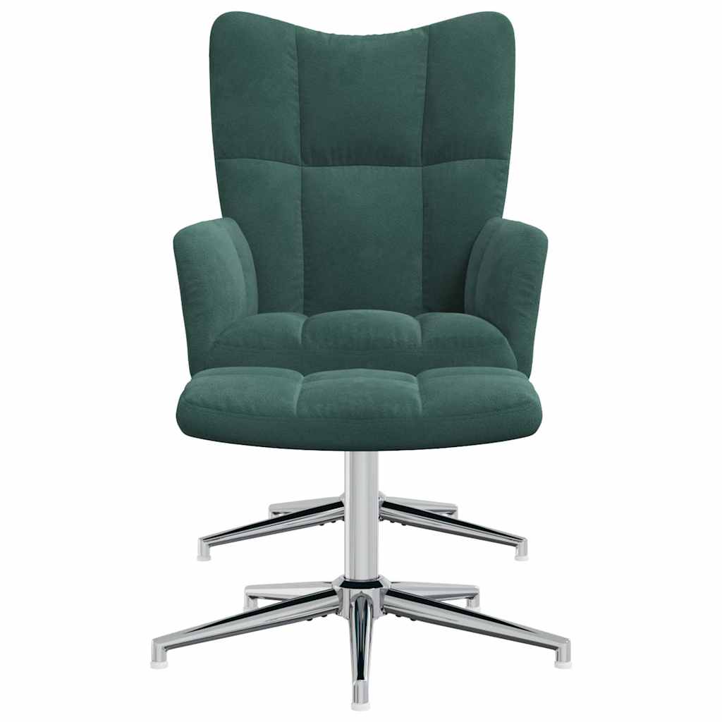 Poltrona Relax con Poggiapiedi Verde Scuro in Velluto - homemem39