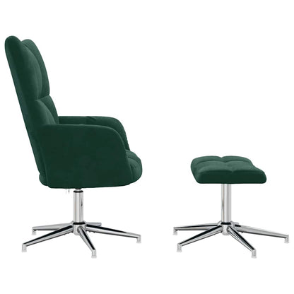 Poltrona Relax con Poggiapiedi Verde Scuro in Velluto