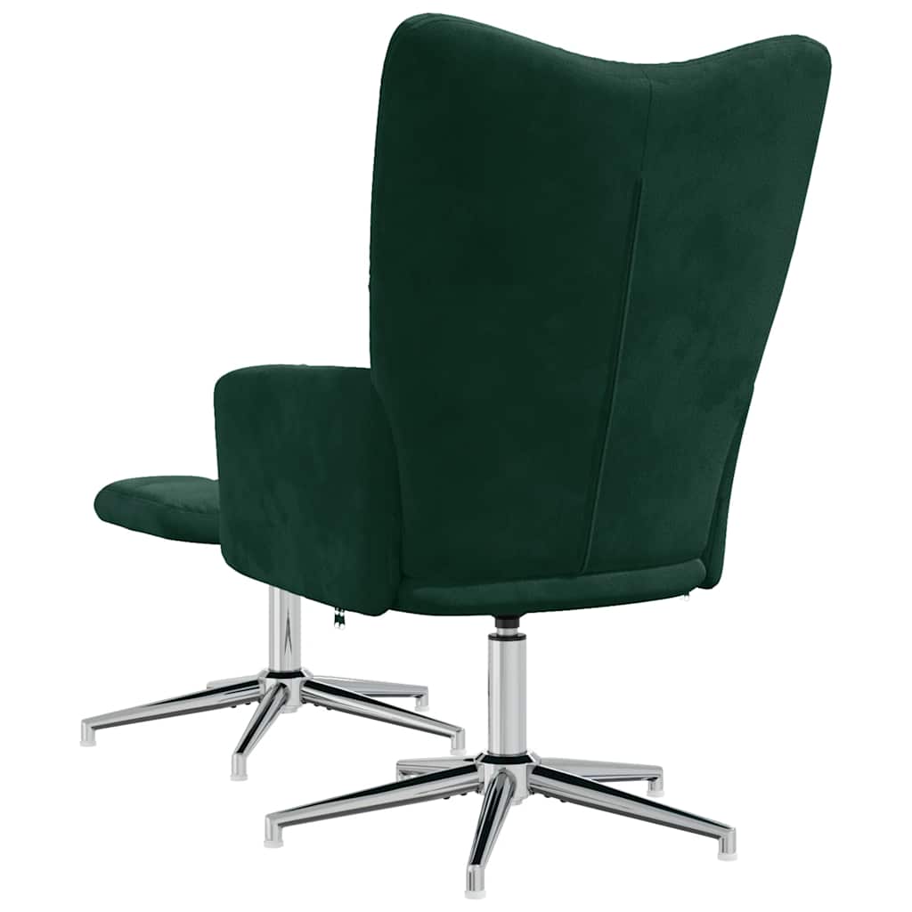 Poltrona Relax con Poggiapiedi Verde Scuro in Velluto