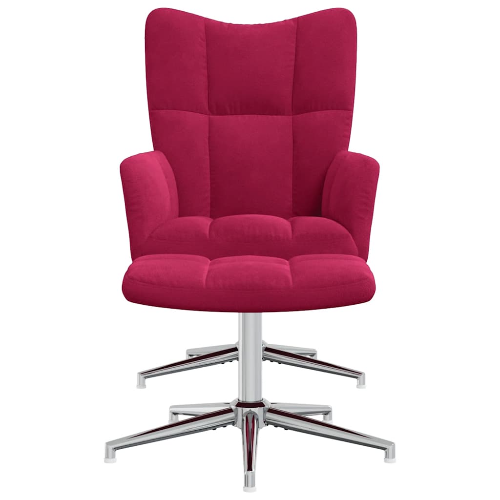 Poltrona Relax con Poggiapiedi Rosso Vino in Velluto