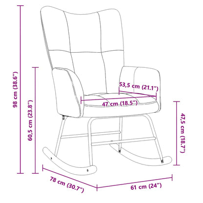 Sedia a Dondolo Grigio Chiaro in Velluto