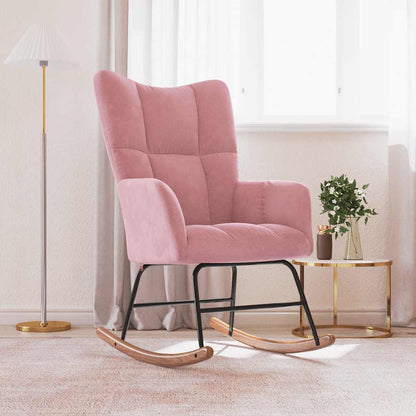Sedia a Dondolo Rosa in Velluto | homemem39