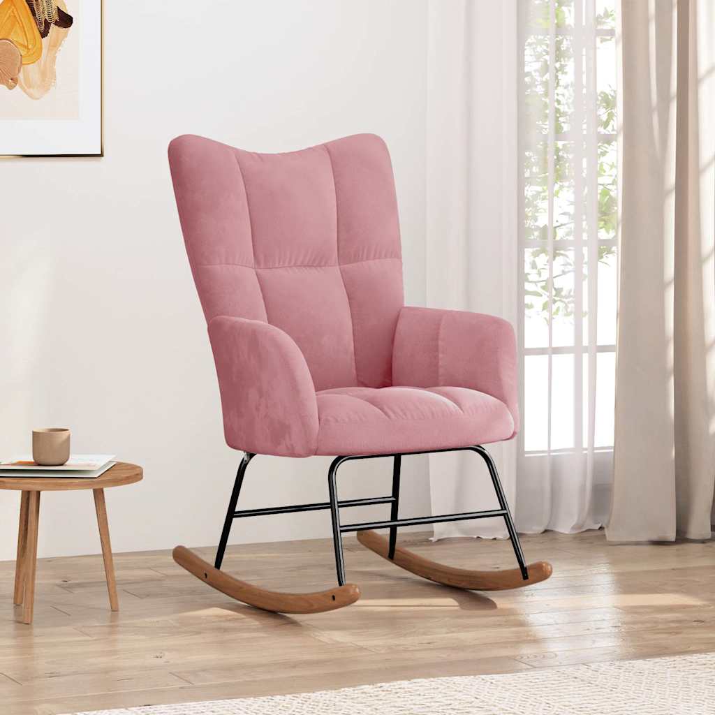 Sedia a Dondolo Rosa in Velluto