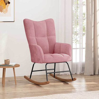Sedia a Dondolo Rosa in Velluto