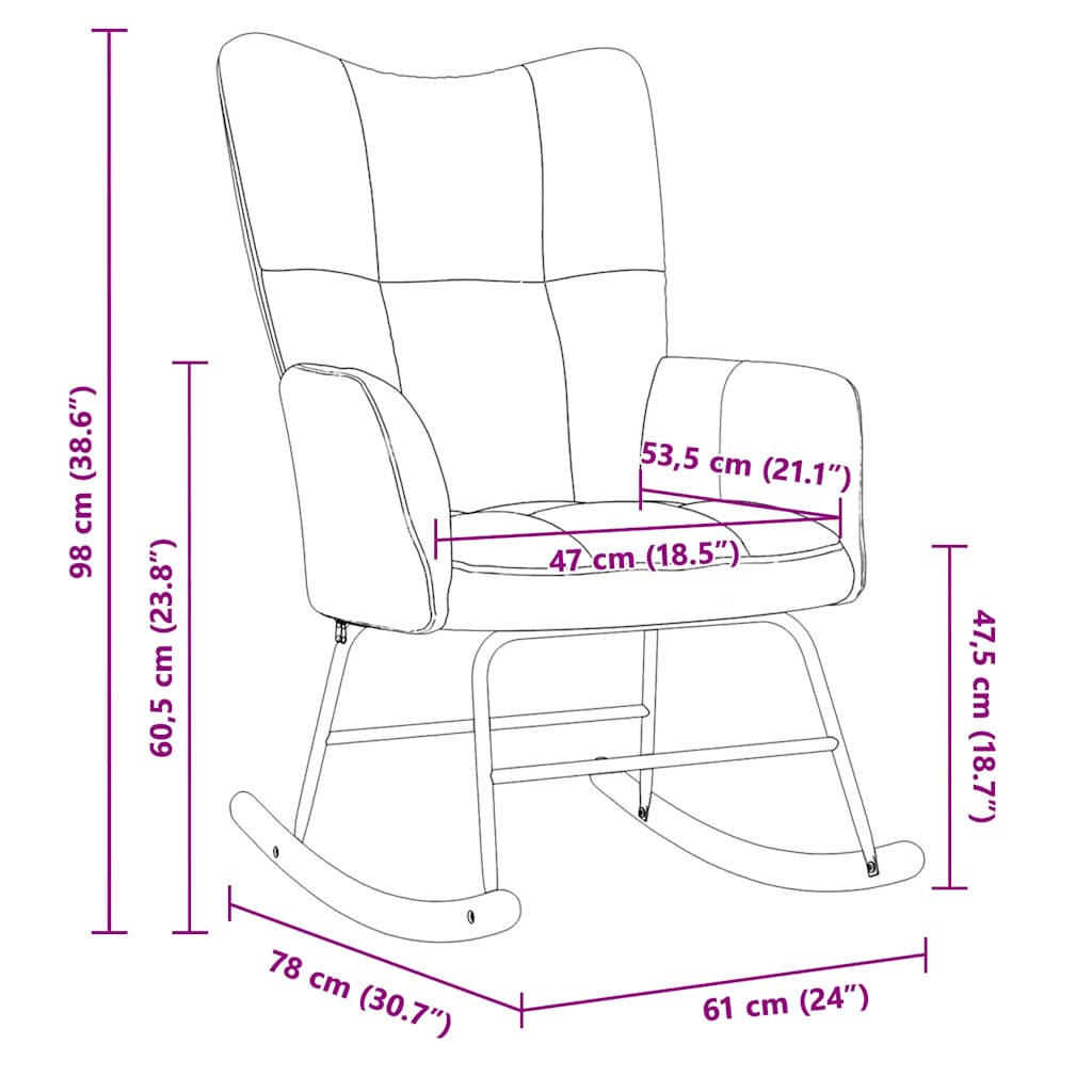 Sedia a Dondolo Rosso Vino in Velluto