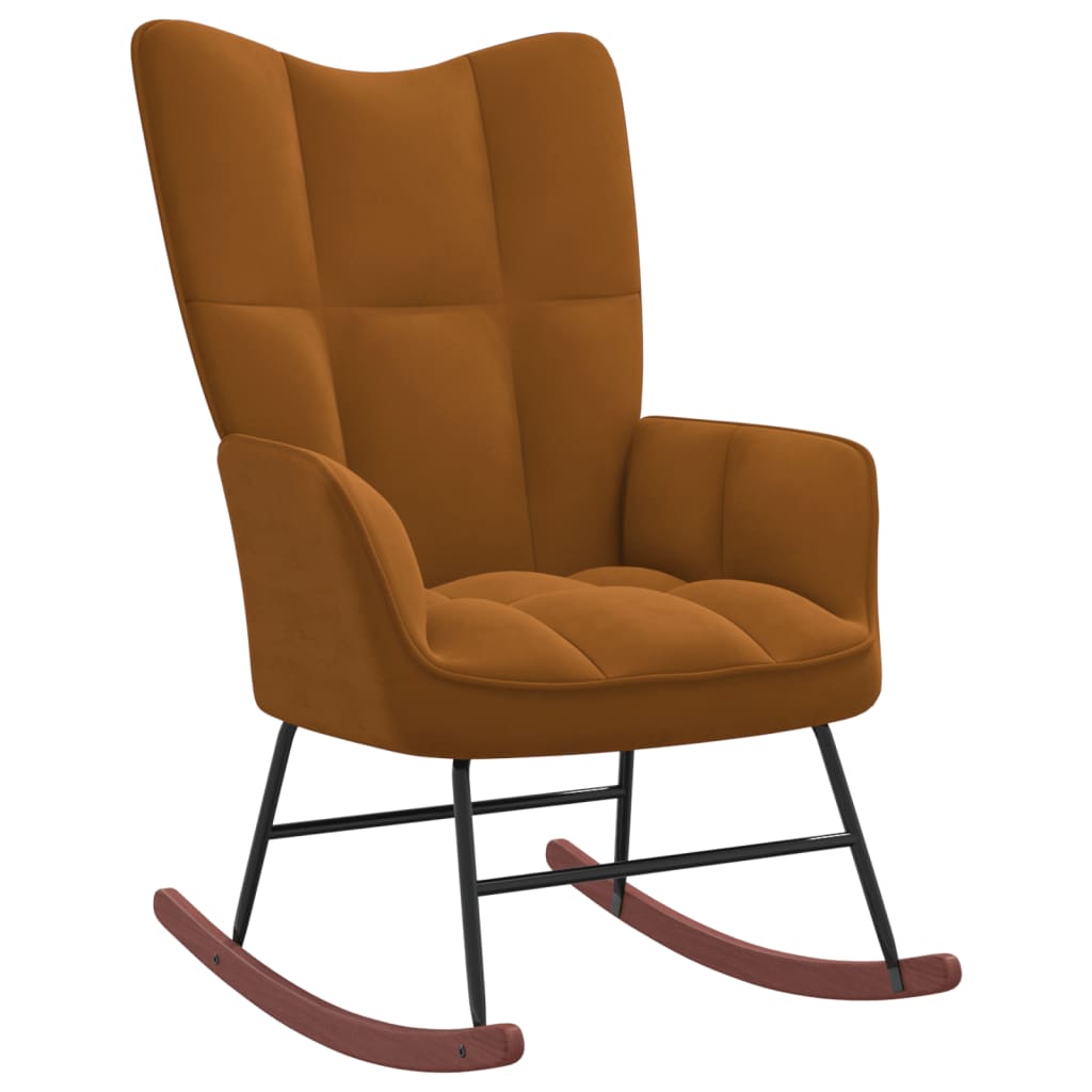 Brown Velvet Rocking Chair