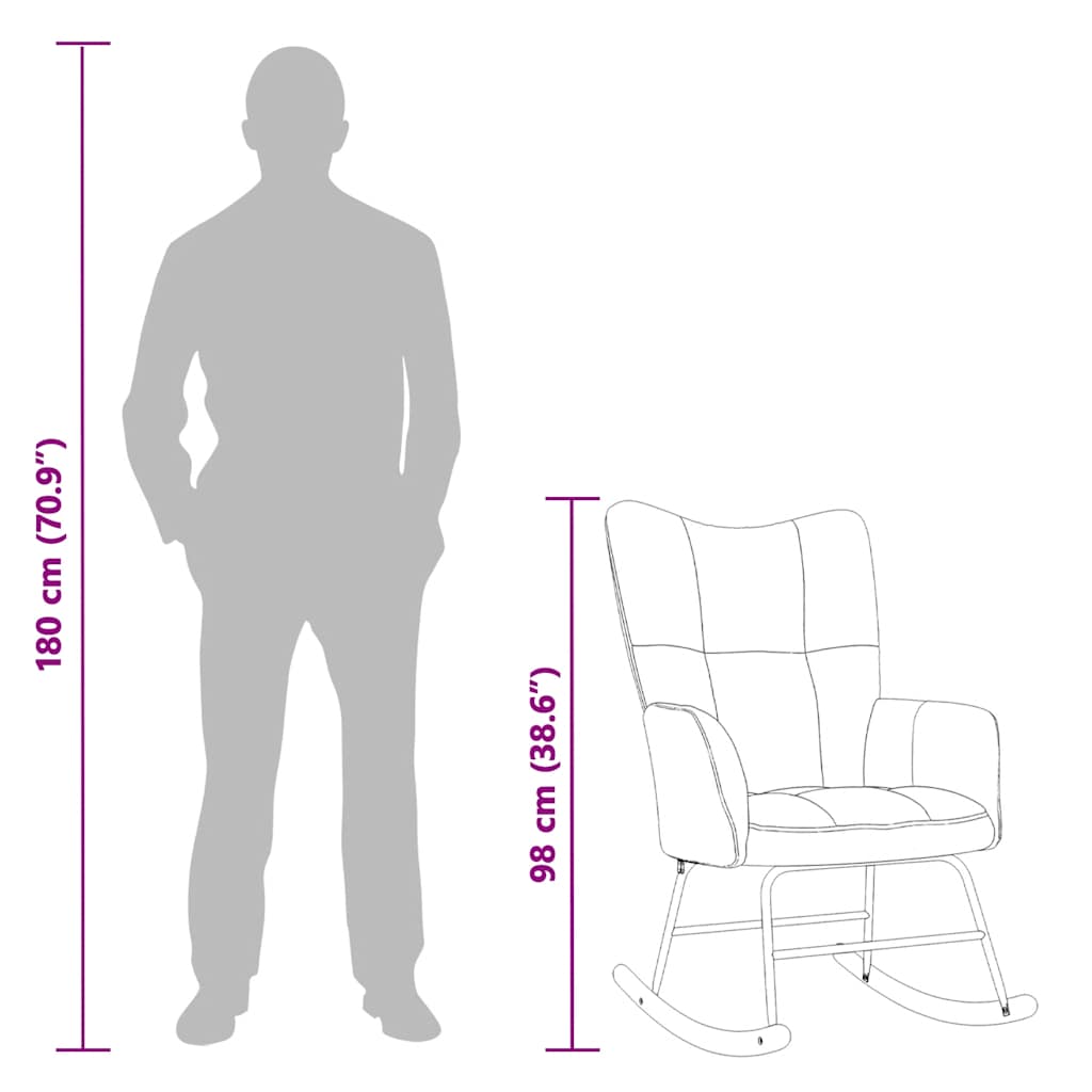 Sedia a Dondolo Marrone in Velluto