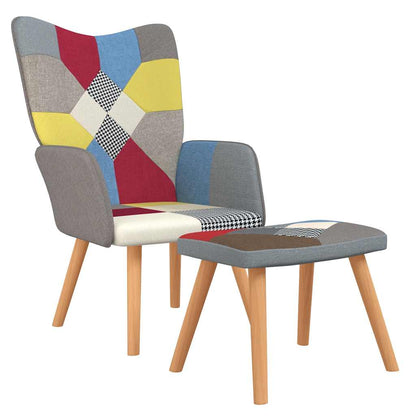 Poltrona Relax con Poggiapiedi in Tessuto Patchwork