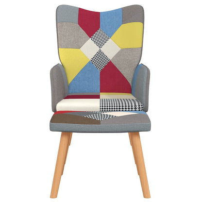 Poltrona Relax con Poggiapiedi in Tessuto Patchwork