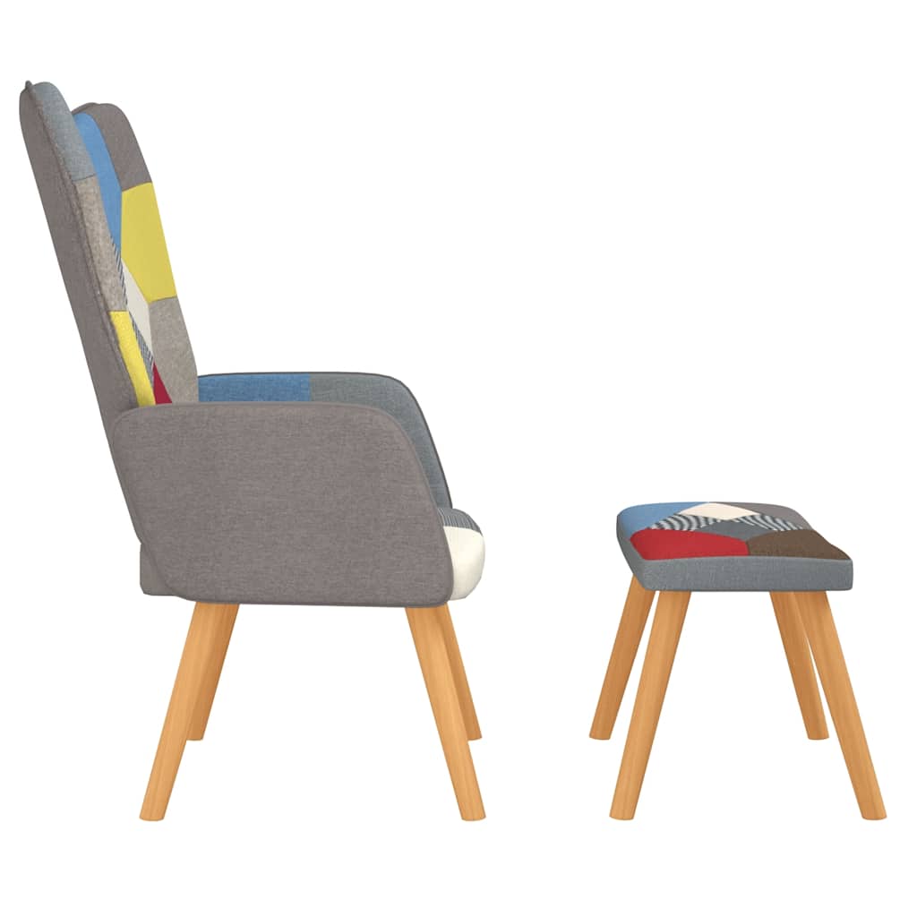 Poltrona Relax con Poggiapiedi in Tessuto Patchwork