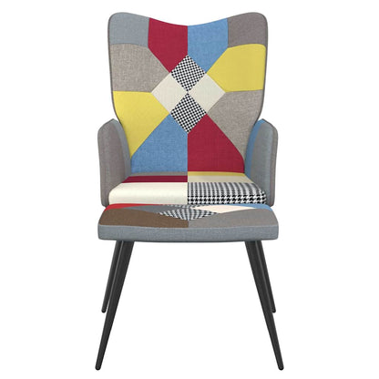 Poltrona Relax con Poggiapiedi in Tessuto Patchwork