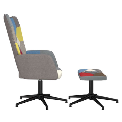Sedia Relax con Sgabello in Tessuto Patchwork