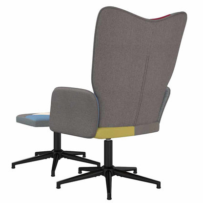 Sedia Relax con Sgabello in Tessuto Patchwork