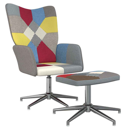 Sedia Relax con Sgabello in Tessuto Patchwork