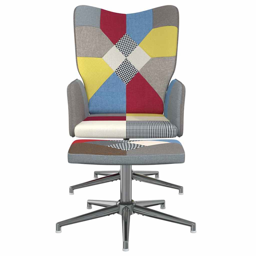 Sedia Relax con Sgabello in Tessuto Patchwork