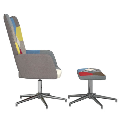 Sedia Relax con Sgabello in Tessuto Patchwork