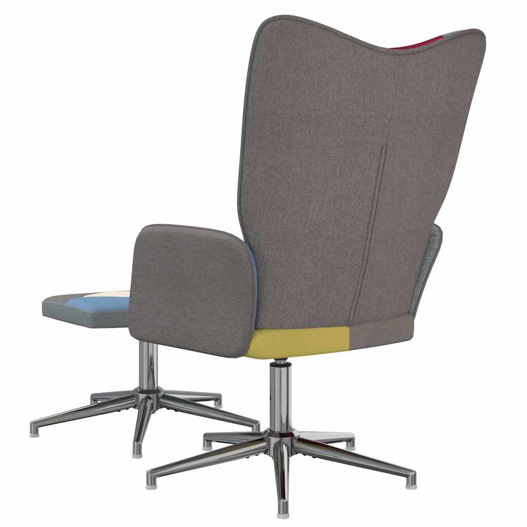 Sedia Relax con Sgabello in Tessuto Patchwork
