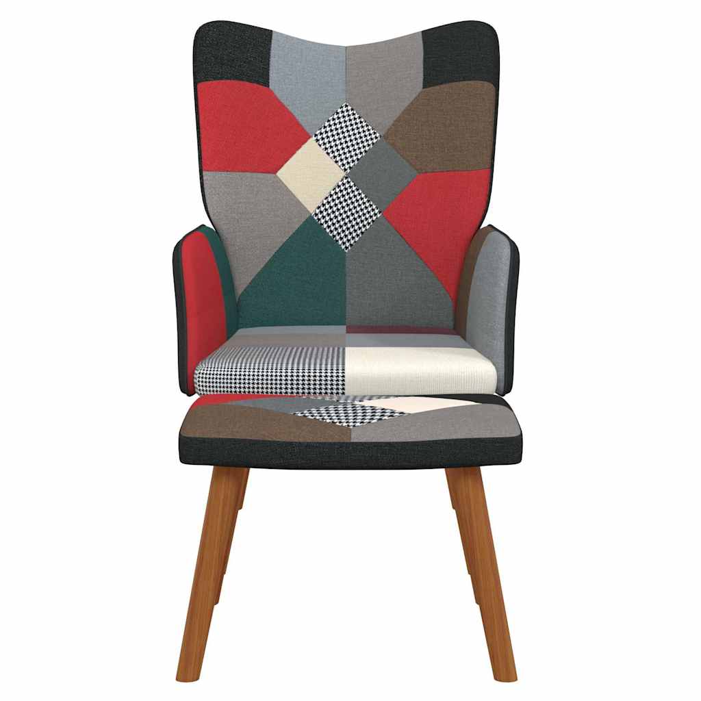 Poltrona Relax con Poggiapiedi in Tessuto Patchwork