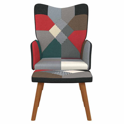 Poltrona Relax con Poggiapiedi in Tessuto Patchwork