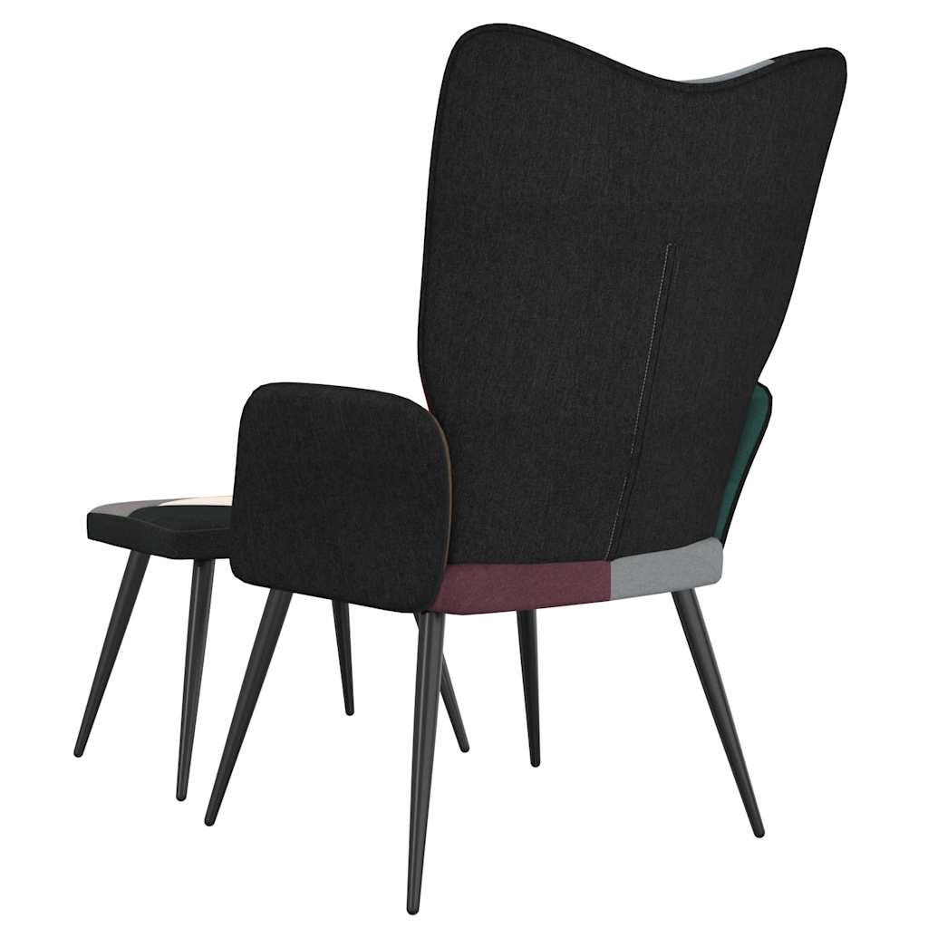 Sedia Relax con Sgabello in Tessuto Patchwork - homemem39