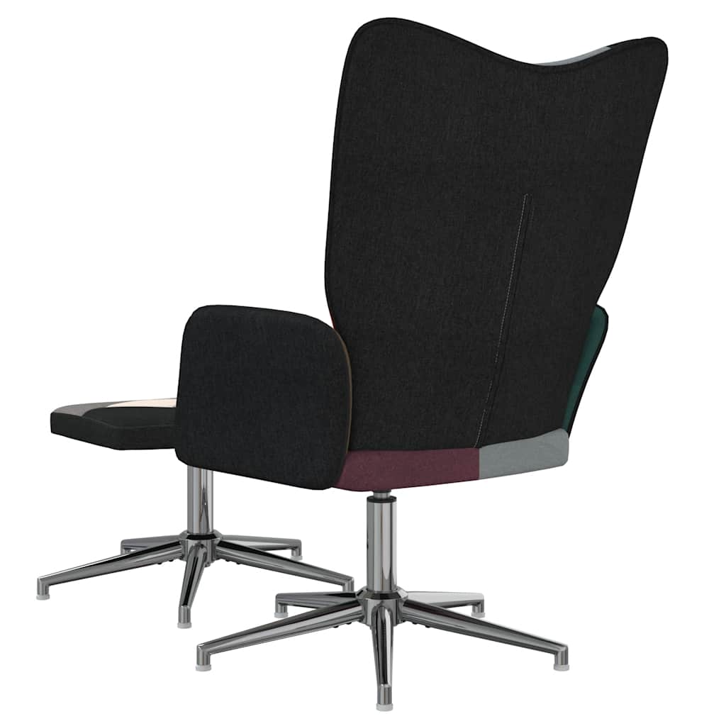 Sedia Relax con Sgabello in Tessuto Patchwork - homemem39