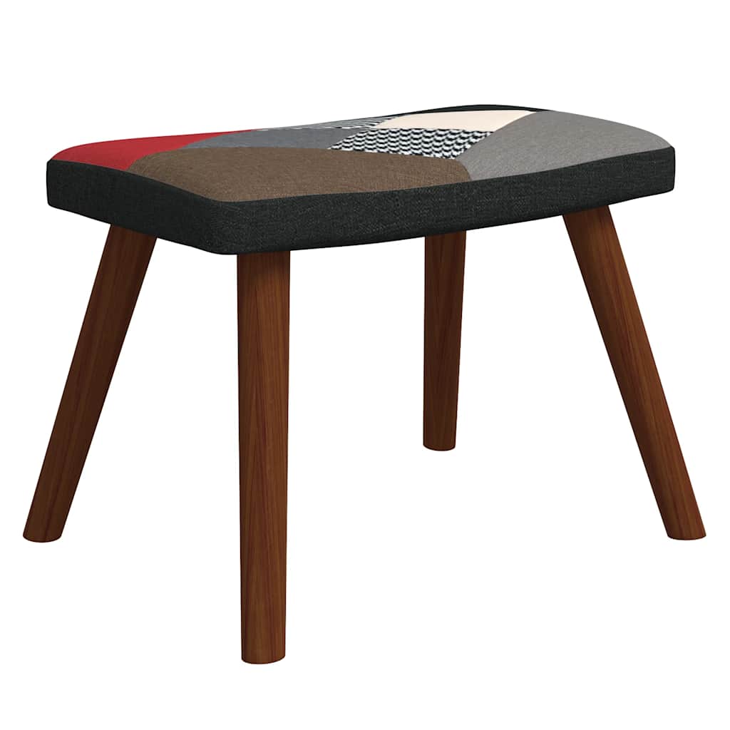 Sedia a Dondolo con Poggiapiedi in Tessuto Patchwork