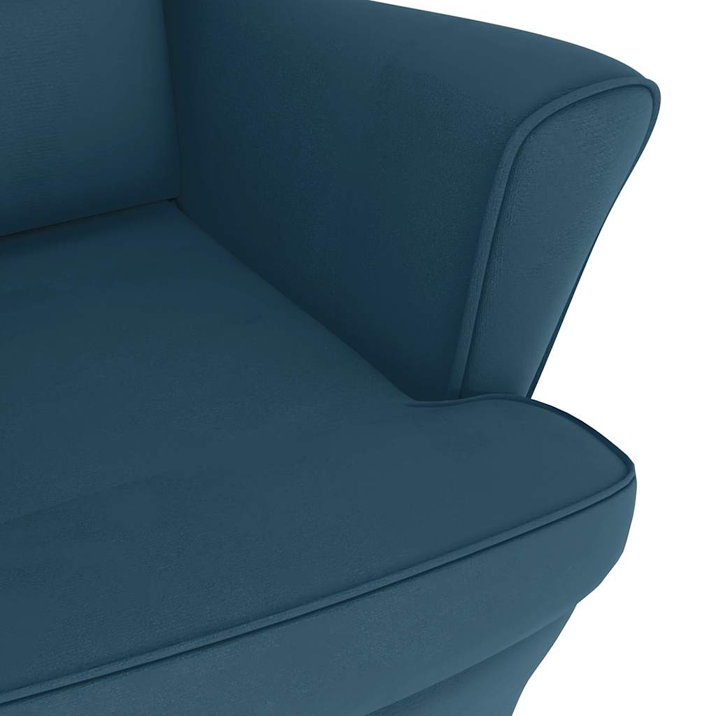 Sedia a dondolo con schienale alto in velluto blu