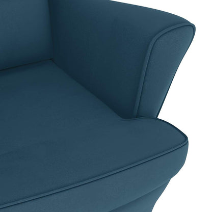 Sedia a dondolo con schienale alto in velluto blu