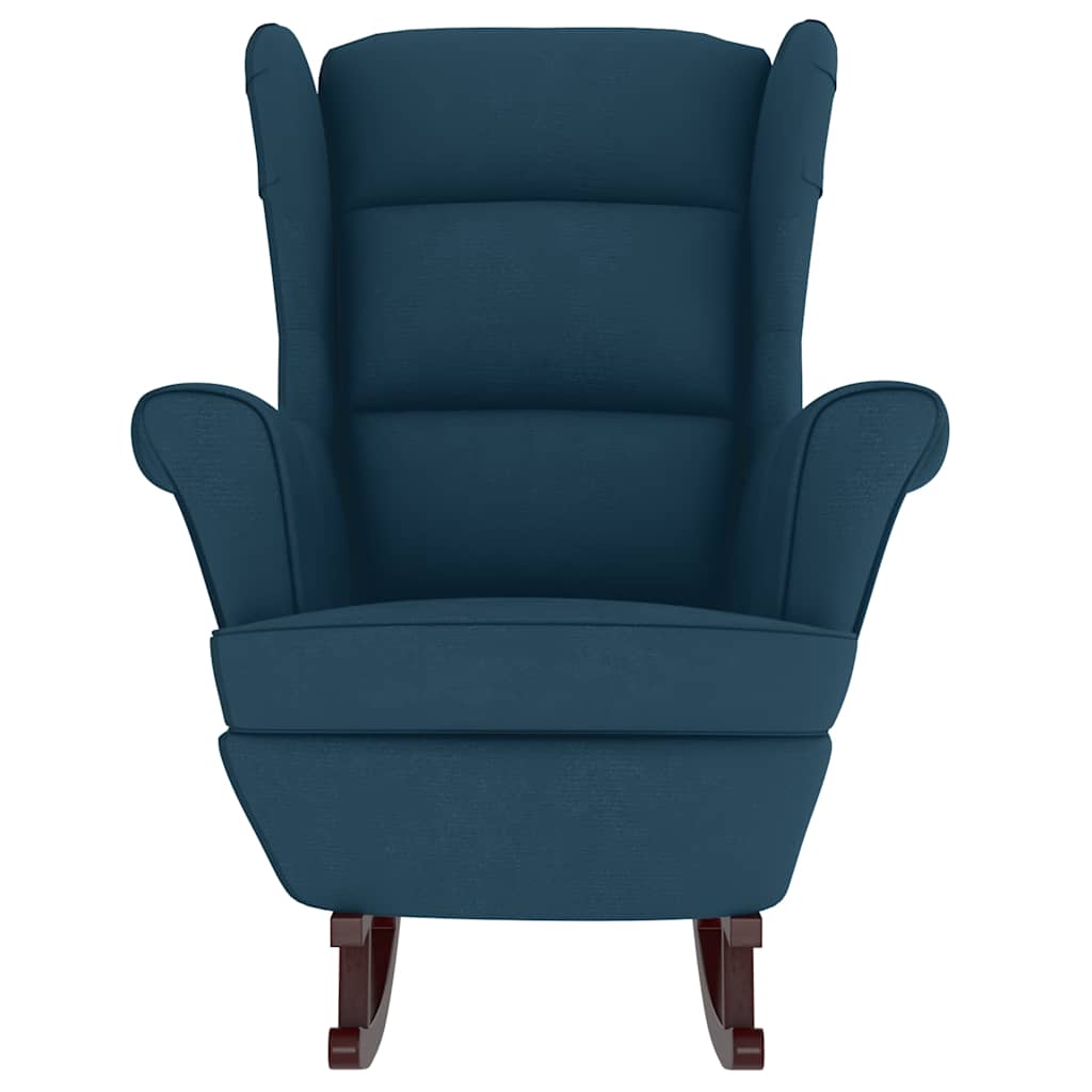 Sedia a dondolo con schienale alto in velluto blu