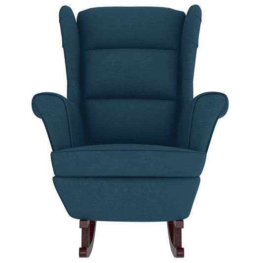 Sedia a dondolo con schienale alto in velluto blu