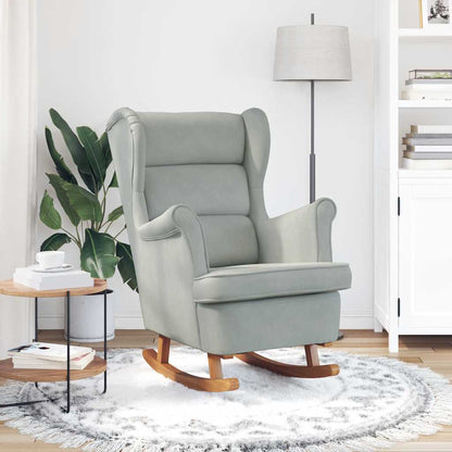 Sedia a dondolo con schienale alto in velluto grigio chiaro | homemem39