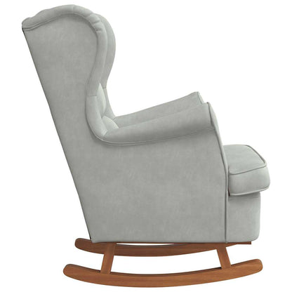 Sedia a dondolo con schienale alto in velluto grigio chiaro | homemem39