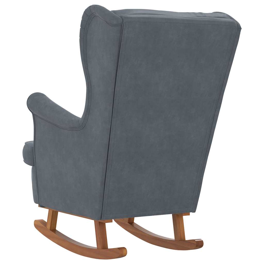 Sedia a dondolo con schienale alto in velluto grigio scuro | homemem39