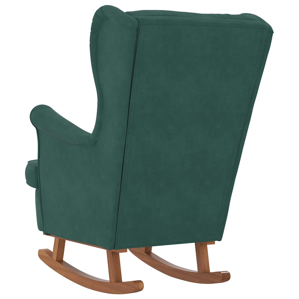 Sedia a dondolo con schienale alto in velluto verde scuro | homemem39