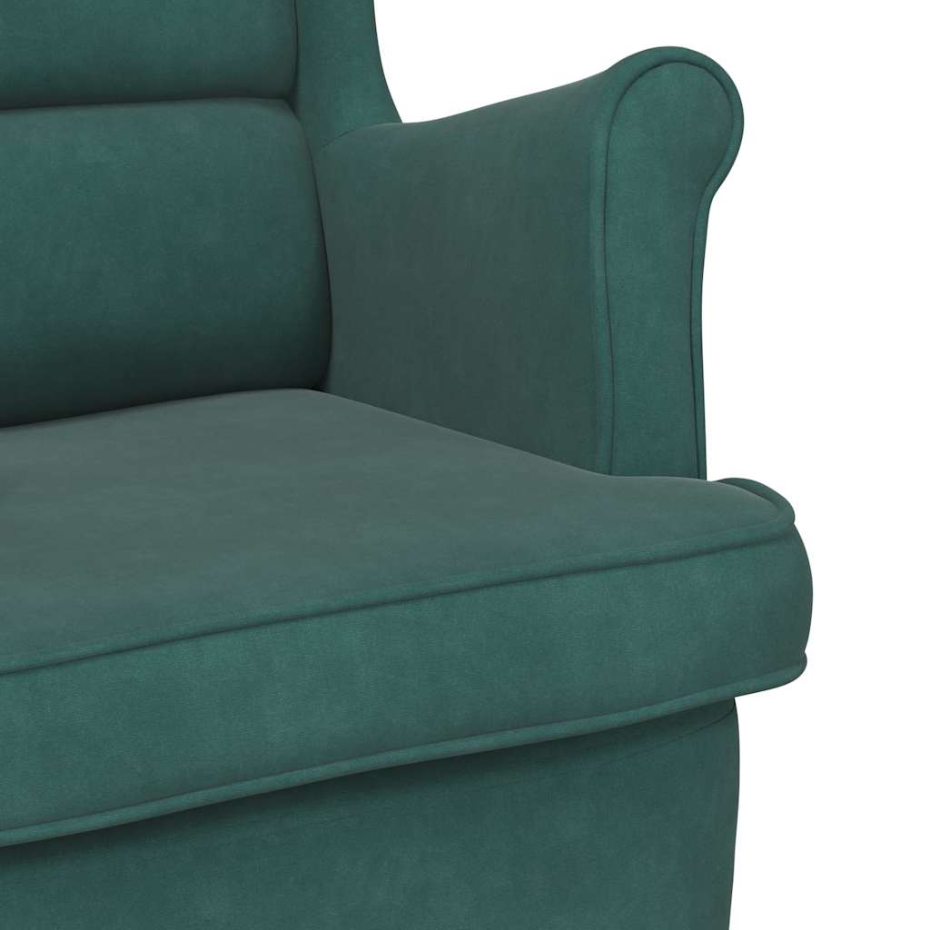 Sedia a dondolo con schienale alto in velluto verde scuro | homemem39