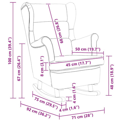 Sedia a dondolo con schienale alto in velluto rosso - homemem39