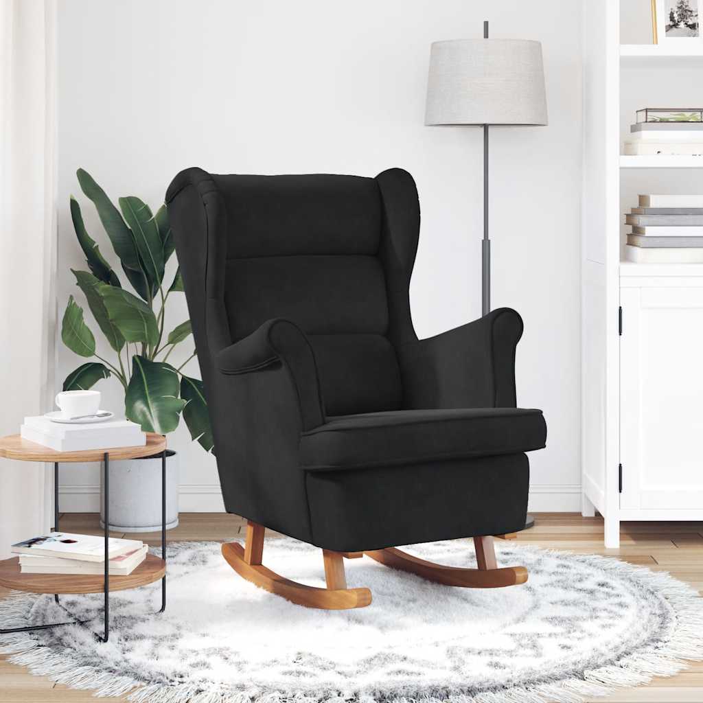 Sedia a dondolo con schienale alto in velluto nero | homemem39