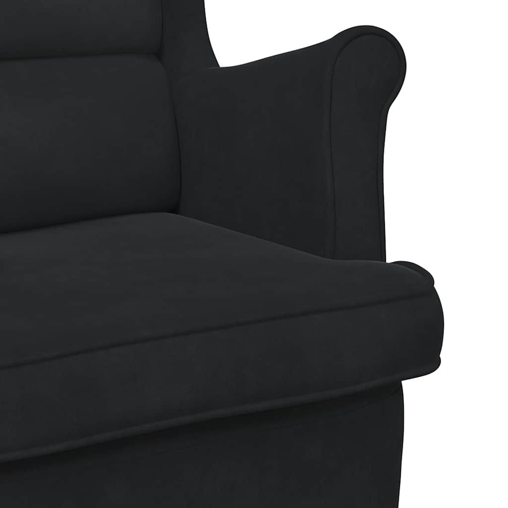Sedia a dondolo con schienale alto in velluto nero | homemem39