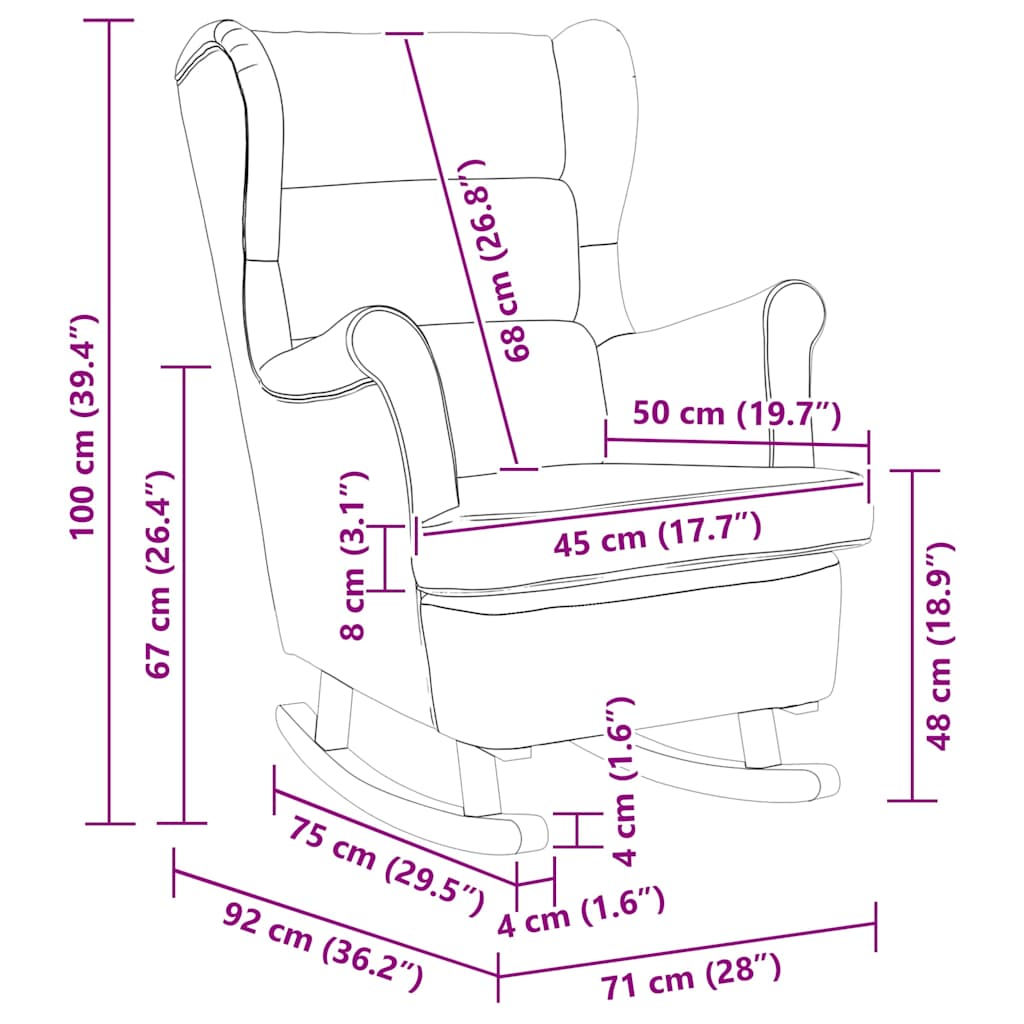 Sedia a dondolo con schienale alto in velluto nero - homemem39
