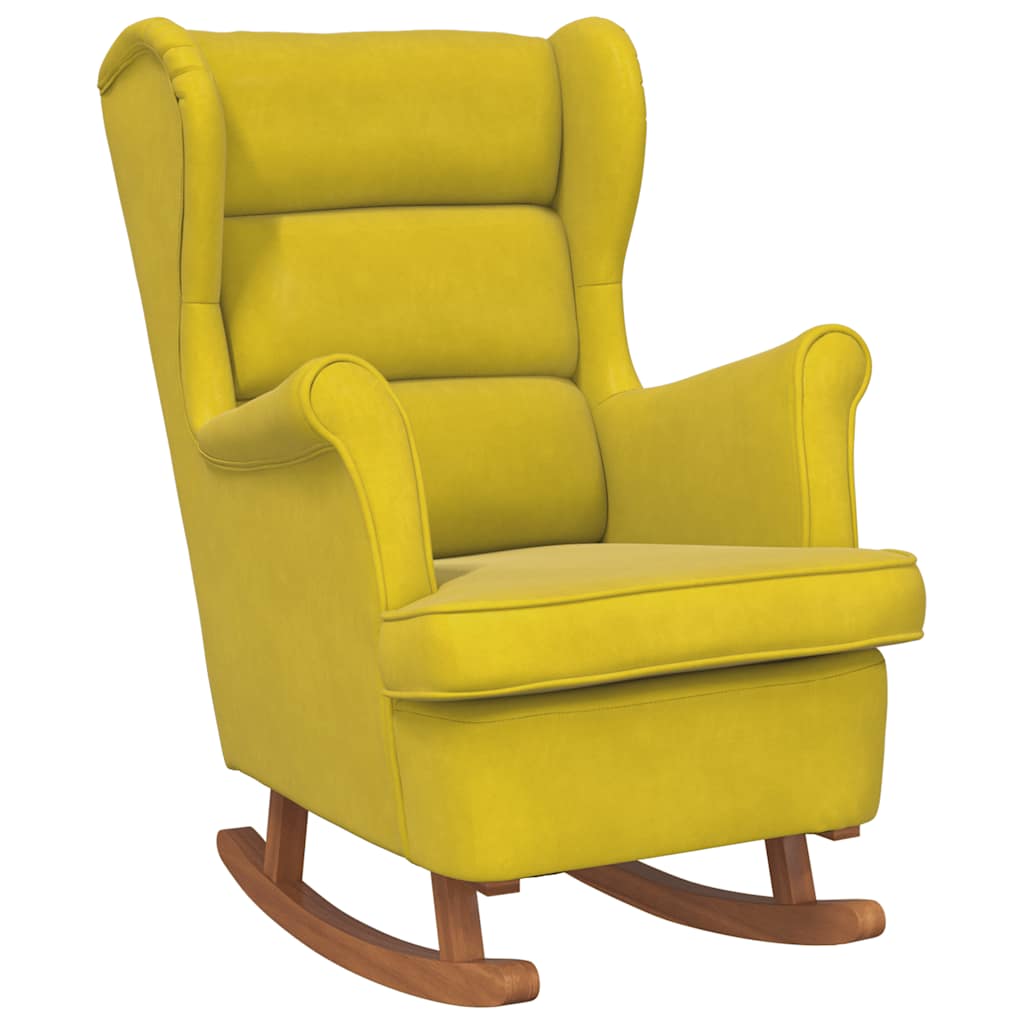 Sedia a dondolo con schienale alto in velluto giallo | homemem39