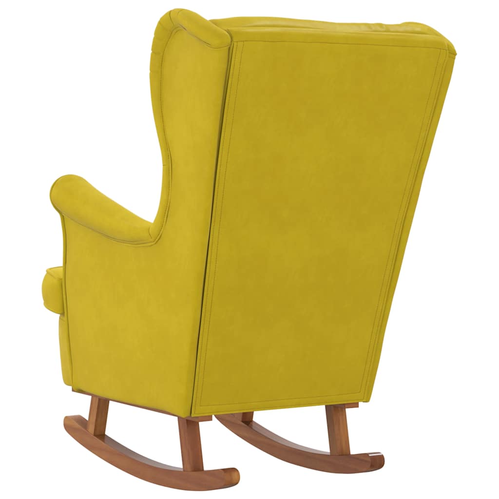 Sedia a dondolo con schienale alto in velluto giallo | homemem39