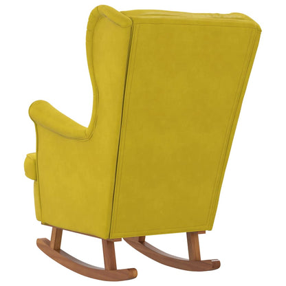 Sedia a dondolo con schienale alto in velluto giallo | homemem39