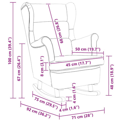 Sedia a dondolo con schienale alto in velluto marrone - homemem39