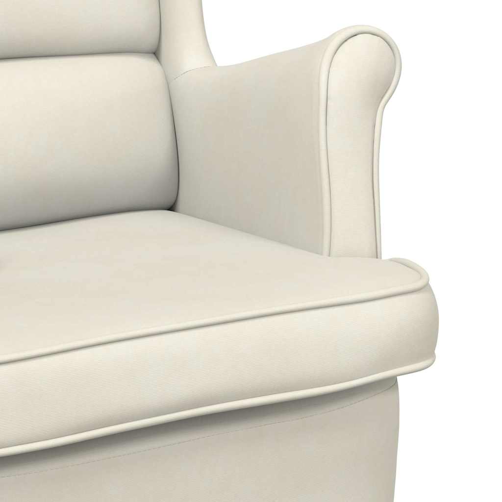 Sedia a dondolo con schienale alto in velluto crema