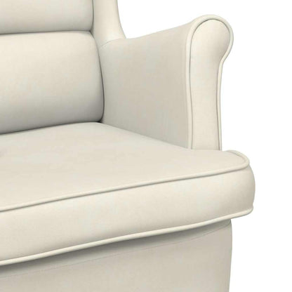 Sedia a dondolo con schienale alto in velluto crema