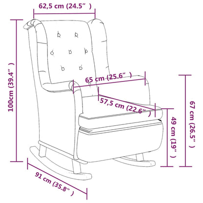 Poltrona Gambe a Dondolo Legno di Hevea Grigio Scuro in Tessuto