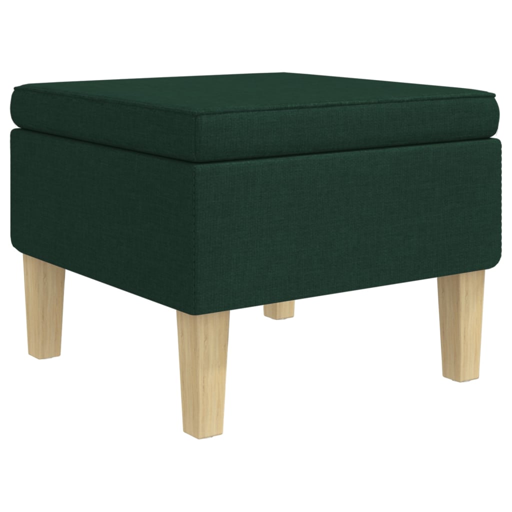 Poggiapiedi con Gambe in Legno Verde Scuro in Tessuto - homemem39