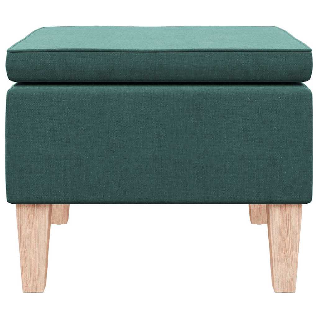 Poggiapiedi con Gambe in Legno Verde Scuro in Tessuto - homemem39